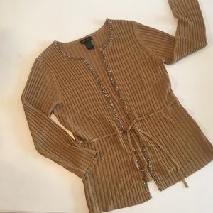 ✨Grace Dane Lewis✨Gold Shimmer Beaded Sweater (L)